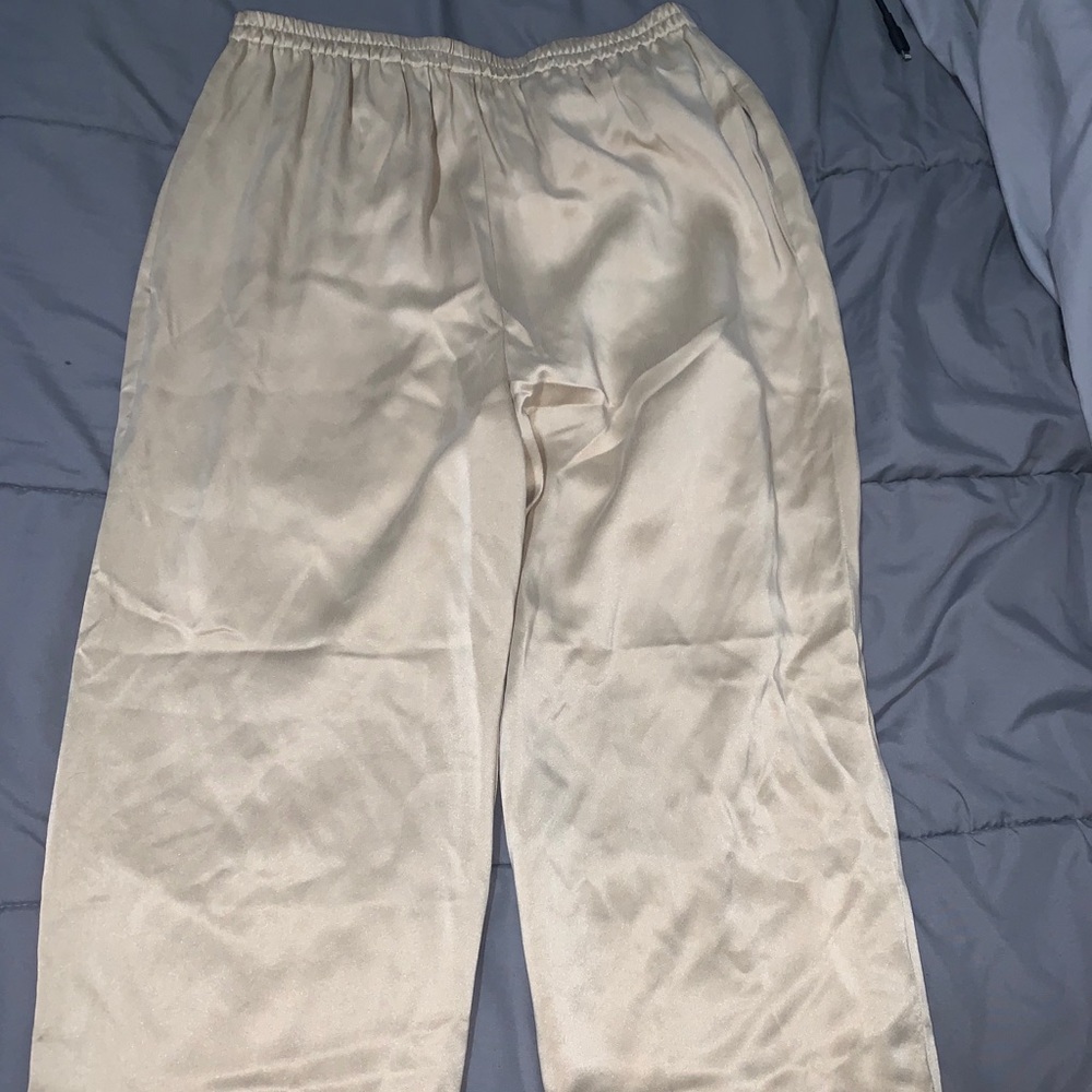 gold flowy pants